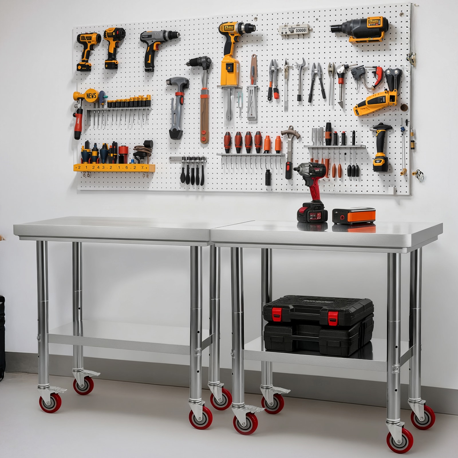 Stainless Steel Kitchen Work Table With Wheels And Undershelf_voghion.com